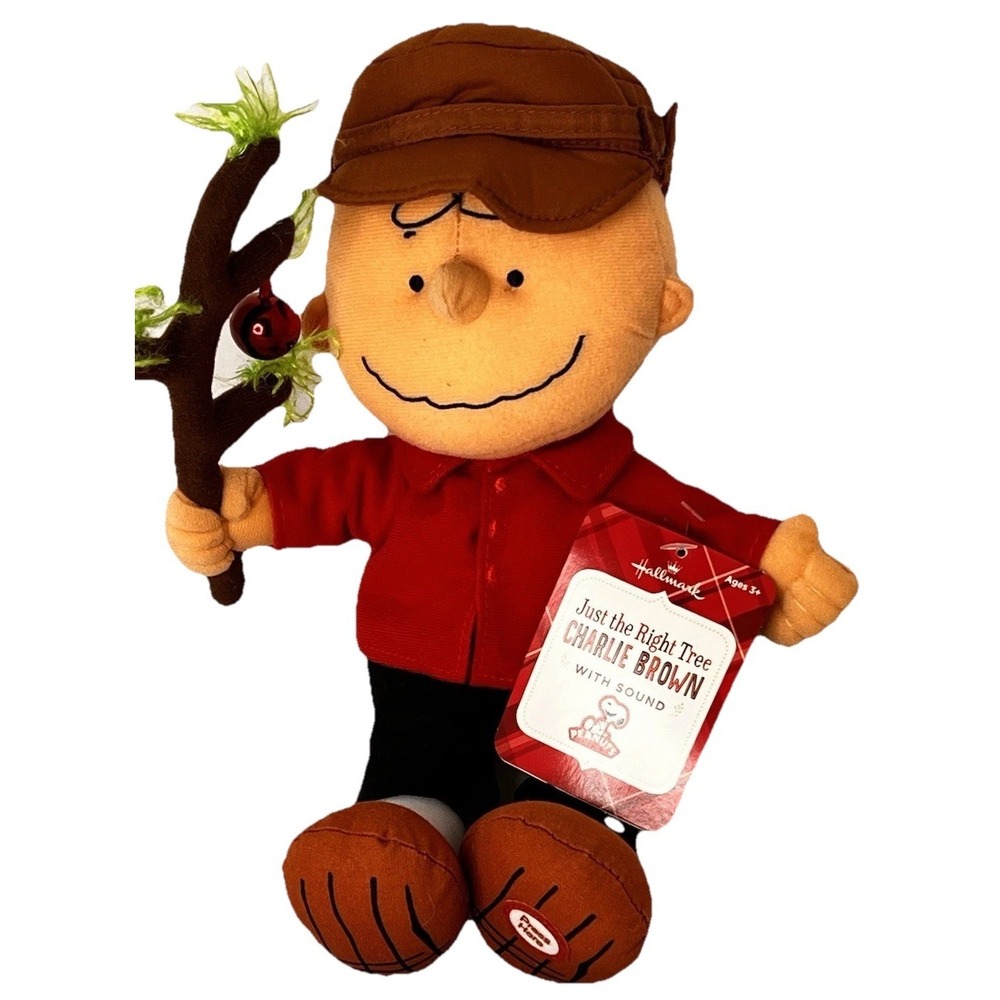 Hallmark‎ Peanuts Charlie Brown "Just the Right Tree" plush No Sound With Tags